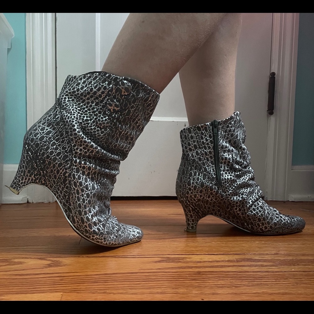 Irregular Choice grey/silver booties. Size 8.